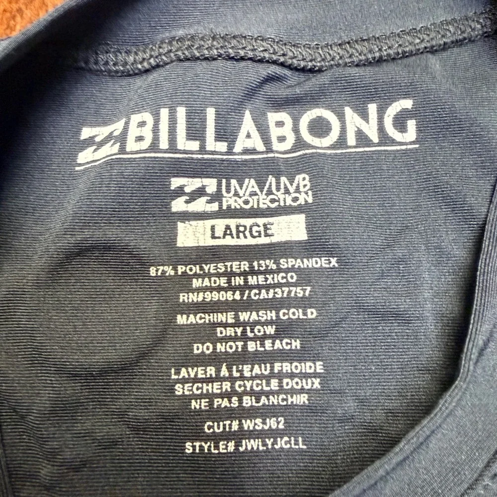 Billabong Rash Guard Kids‎ Large Black Long Sleeve UV Protection Sun Swim Shirt
